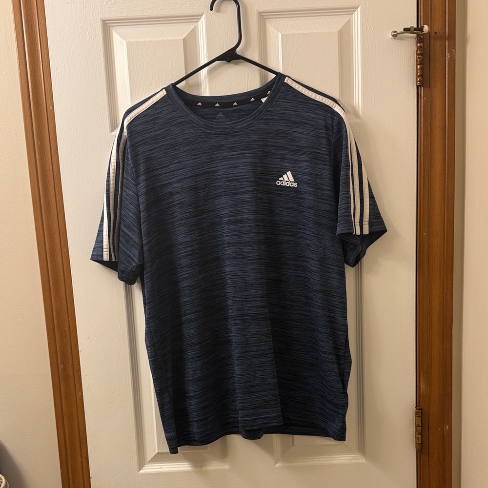 Adidas Men's Blue Tee with White Accents